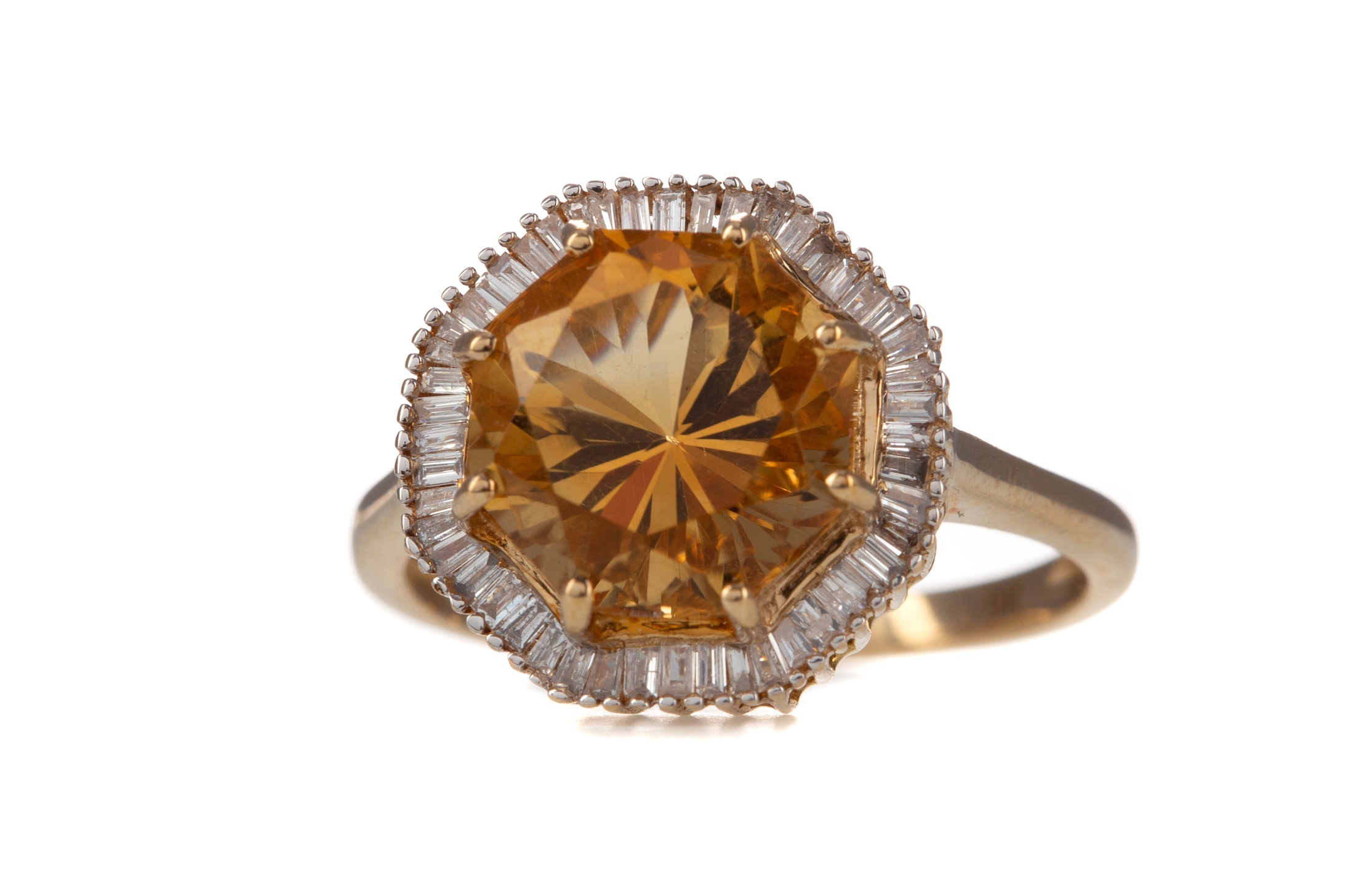 A CITRINE AND DIAMOND RING