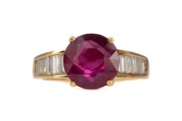 A RUBY AND DIAMOND RING