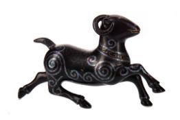 A PERSIAN LACQUERED MODEL OF A RAM