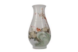 A LARGE CHINESE BIRD AND CHRYSANTHEMUM VASE