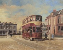 EDINBURGH HAYMARKET, AN OIL BY PETER ST CLAIR MERRIMAN