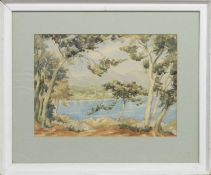 UNDER THE PINES, CAP MARTIN, A WATERCOLOUR BY EVA WEBB