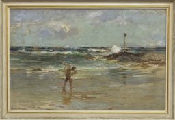 AT THE SHORE, AN OIL BY BARCLAY HENRY