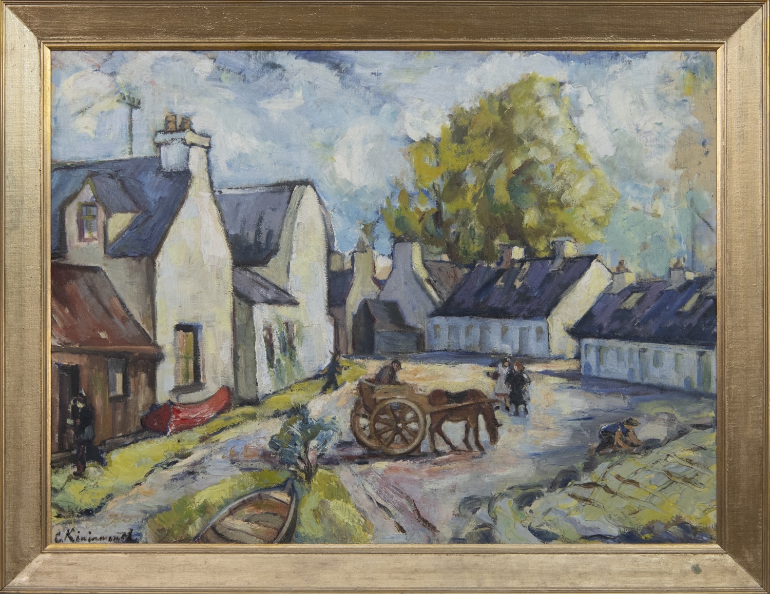 HIGHLAND VILLAGE, AN OIL BY LADY CAROLINE KININMONTH