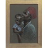 MOTHER AND CHILD, A PASTEL FROM THE CIRCLE OF J MACDONALD HENRY