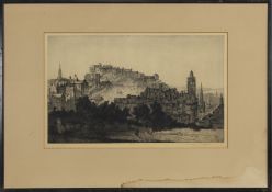 EDINBURGH CASTLE, AN ETCHING BY ANDREW AFFLECK