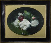 WHITE ROSES, AN OIL BY JAMES STUART PARK