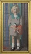 GIRL WITH DOLL, AN OIL BY DAVID GUNN