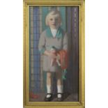 GIRL WITH DOLL, AN OIL BY DAVID GUNN