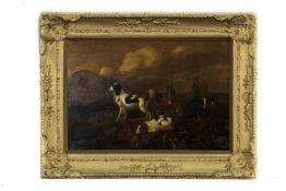 HUNTING DOGS, AN OIL BY JAMES WARD