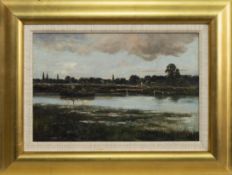 BARGE ON CANAL, AN OIL BY JOHN MUIRHEAD