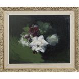 WHITE AND RED ROSES, AN OIL BY JAMES PORTEOUS