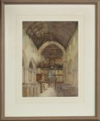 CHURCH INTERIOR, A WATERCOLOUR BY JAMES GARDEN LAING