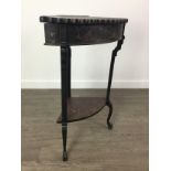 AN EARLY 20TH CENTURY JAPANNED CORNER TABLE