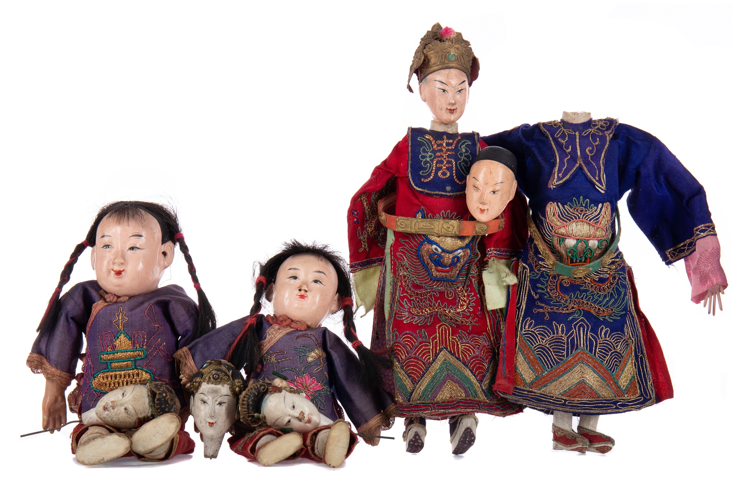 TWO PAIRS OF CHINESE DOLLS