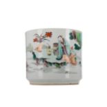 A CHINESE FAMILLE VERTE BRUSH POT