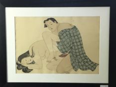 A LATE 19TH/EARLY 20TH CENTURY JAPANESE EROTIC PRINT