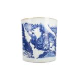 A LARGE CHINESE BLUE AND WHITE BRUSH POT