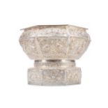 A THAI SILVER ON COPPER METAL PEDESTAL BOWL