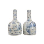 A PAIR OF CHINESE BLUE AND WHITE WINE FLASKS