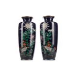 A PAIR OF EARLY 20TH CENTURY JAPANESE CLOISONNE ENAMEL VASES