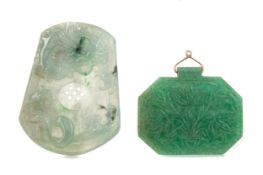 TWO CHINESE JADE PENDANTS/AMULETS