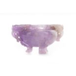 A CHINESE CARVED AMETHYST SCHOLAR'S BRUSH WASHER