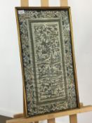 A CHINESE EMBROIDERED SILK PANEL