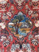 A LATE 19TH/EARLY 20TH CENTURY KASHAN PART SILK RUG