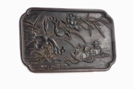 A CHINESE CARVED ZITAN TRAY