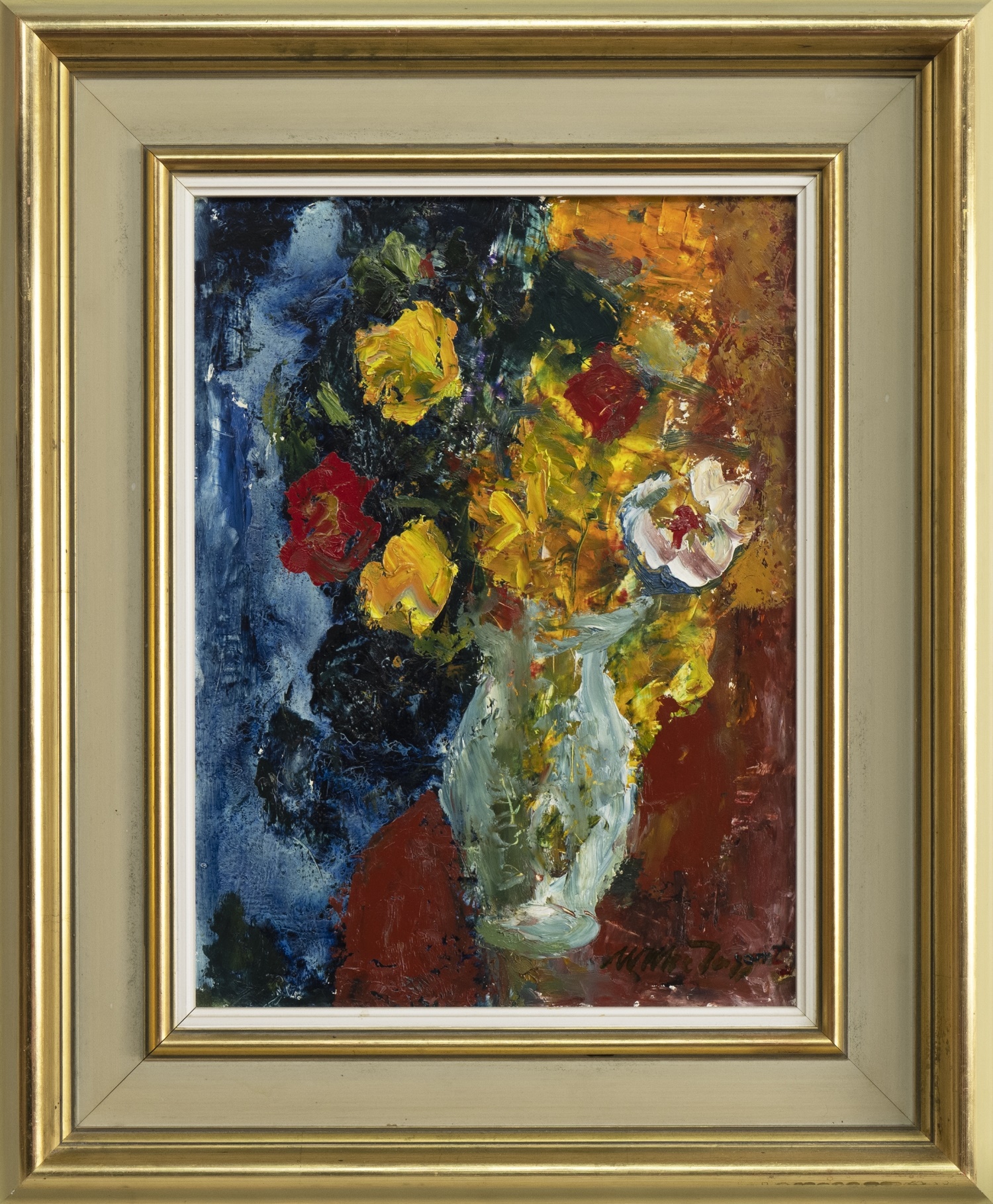 SOME FLOWERS, AN OIL BY SIR WILLIAM MACTAGGART