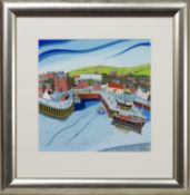 STROMNESS HARBOUR, ORKNEY, A MIXED MEDIA BY JOHNW ETTEN BROWN