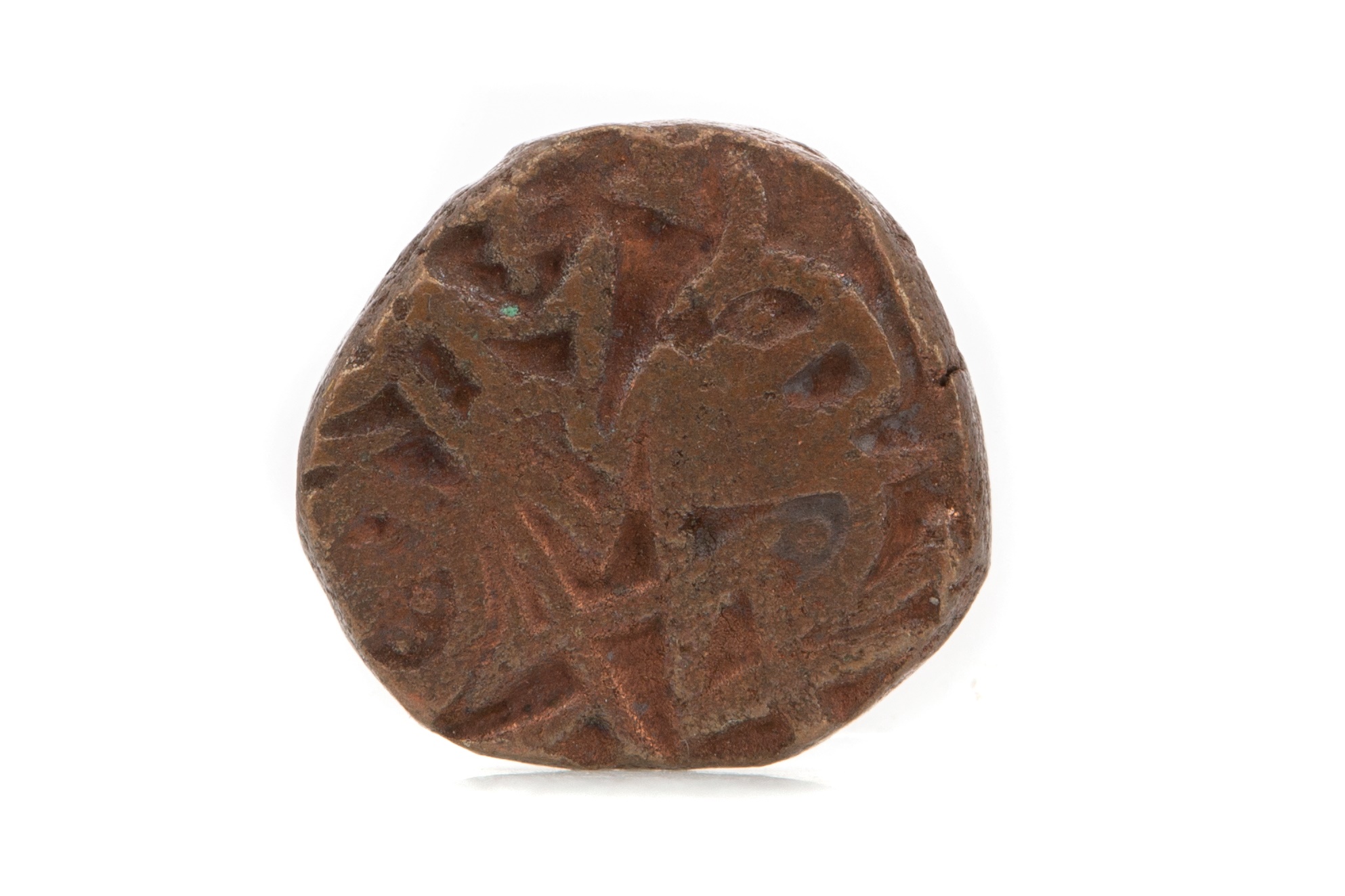 ANCIENT INDIAN SAMANT DEVA BULLS AND HORSE COIN