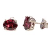 A PAIR OF RHODOLITE GARNET STUD EARRINGS