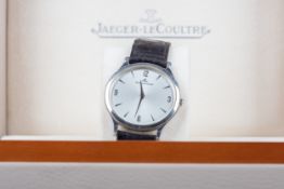 A GENTLEMAN'S JAEGER LE COULTRE MASTER ULTRA THIN STAINLESS STEEL MANUAL WIND WRIST WATCH