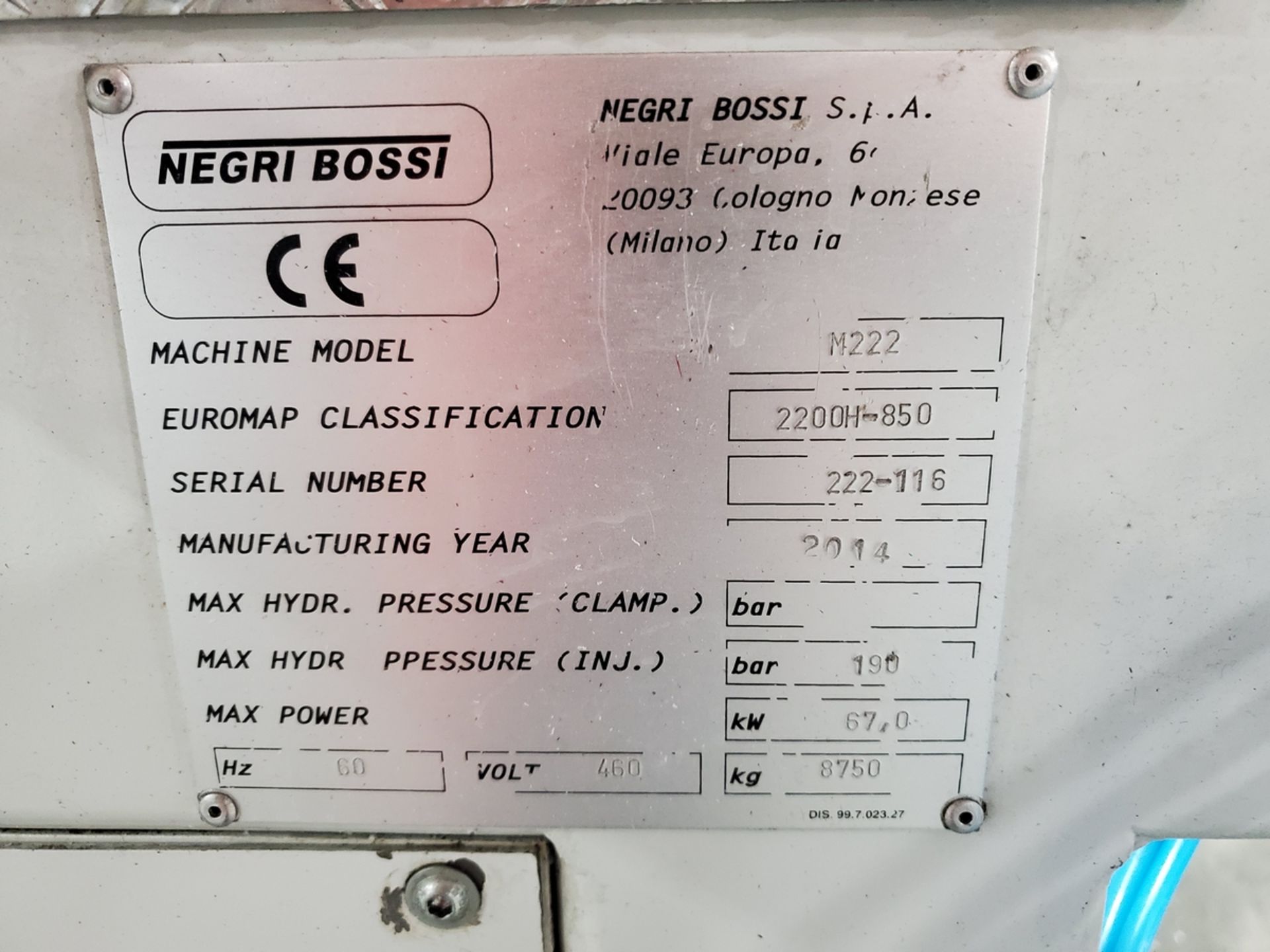 Negri Bossi Janus 220, 220 Ton Injection Molding Machine, New in 2014 - Image 13 of 13