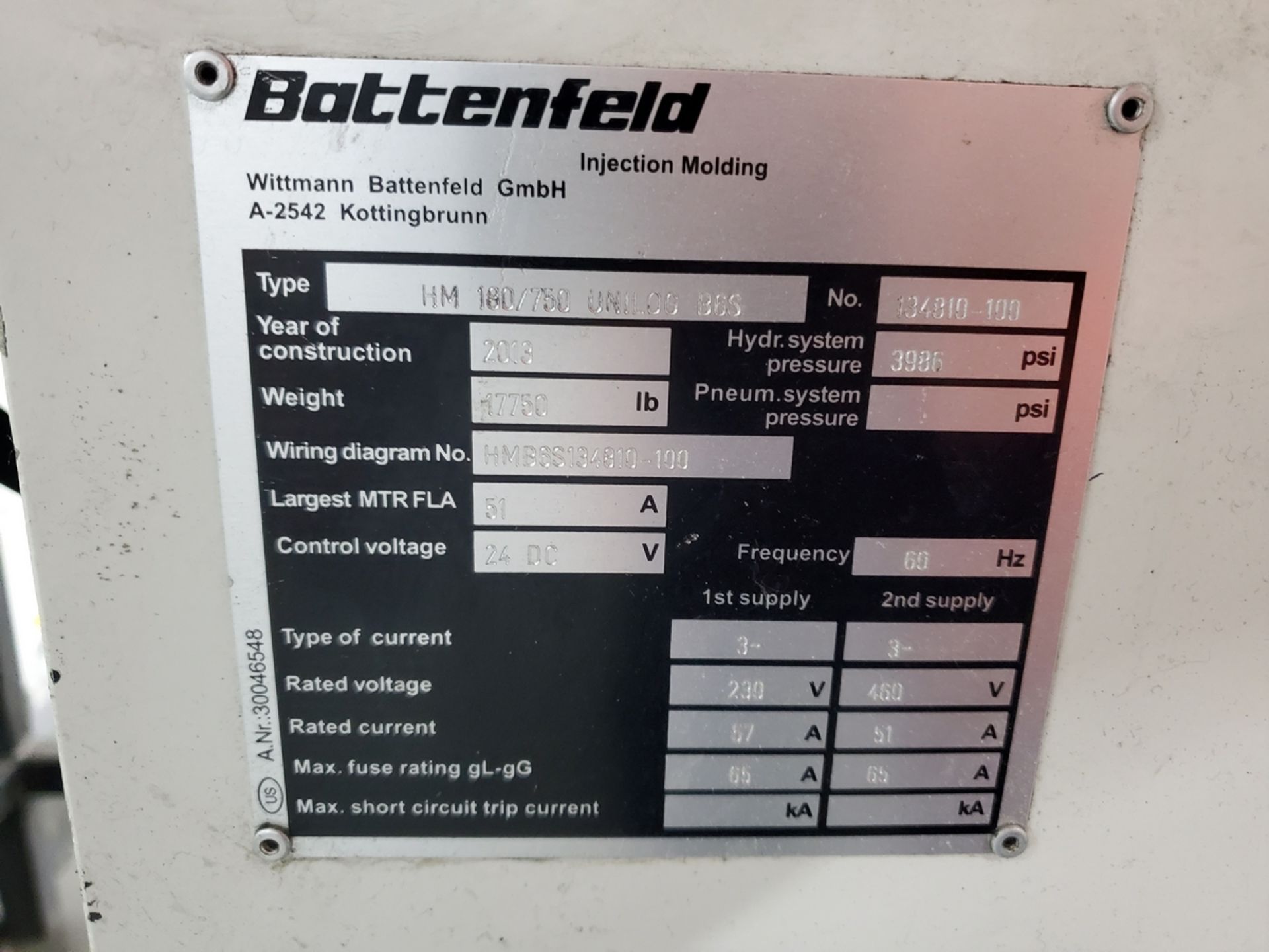 Battenfeld HM 180/750, 180 Ton Injection Molding Machine, New in 2013 - Image 11 of 12