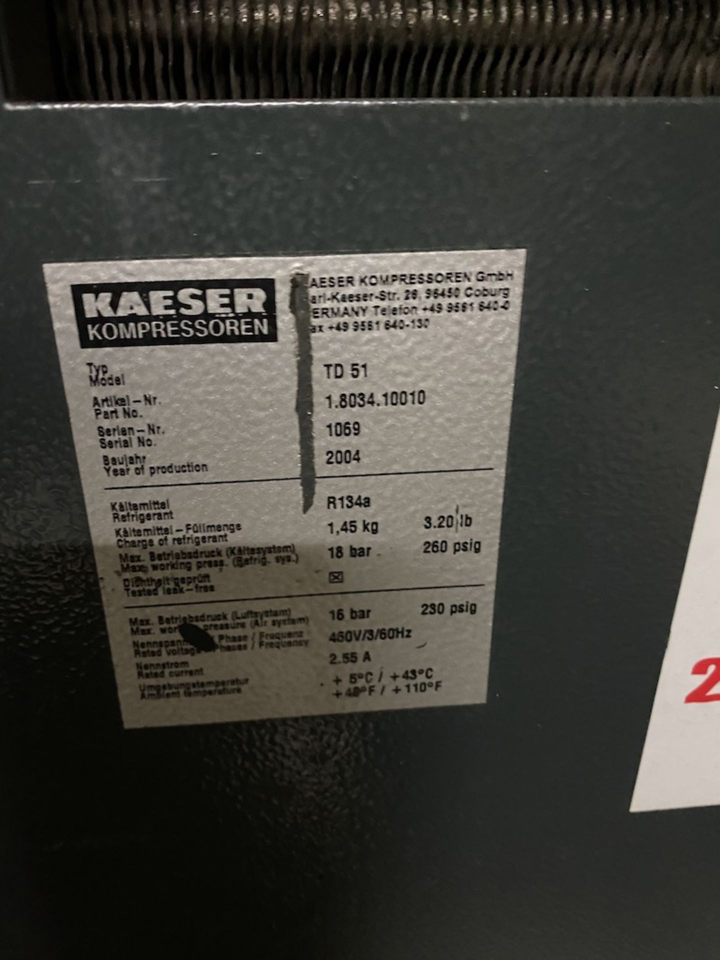 Kaeser TD 51 Refrigerated Air Dryer - Image 4 of 4