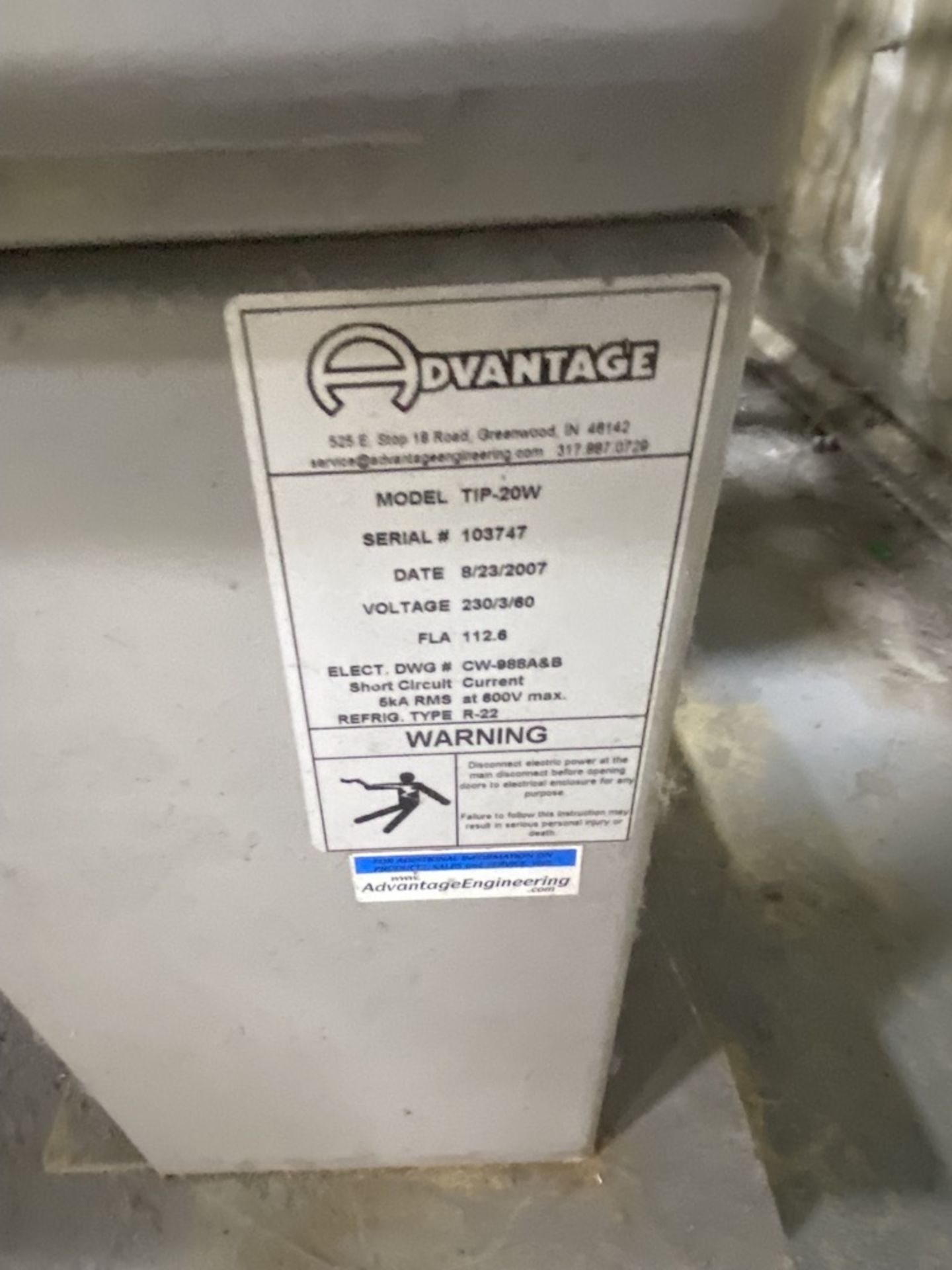 Advantage TIP-20W 20 Ton Water Chiller and Pump Tank, New in 2007 - Image 6 of 6