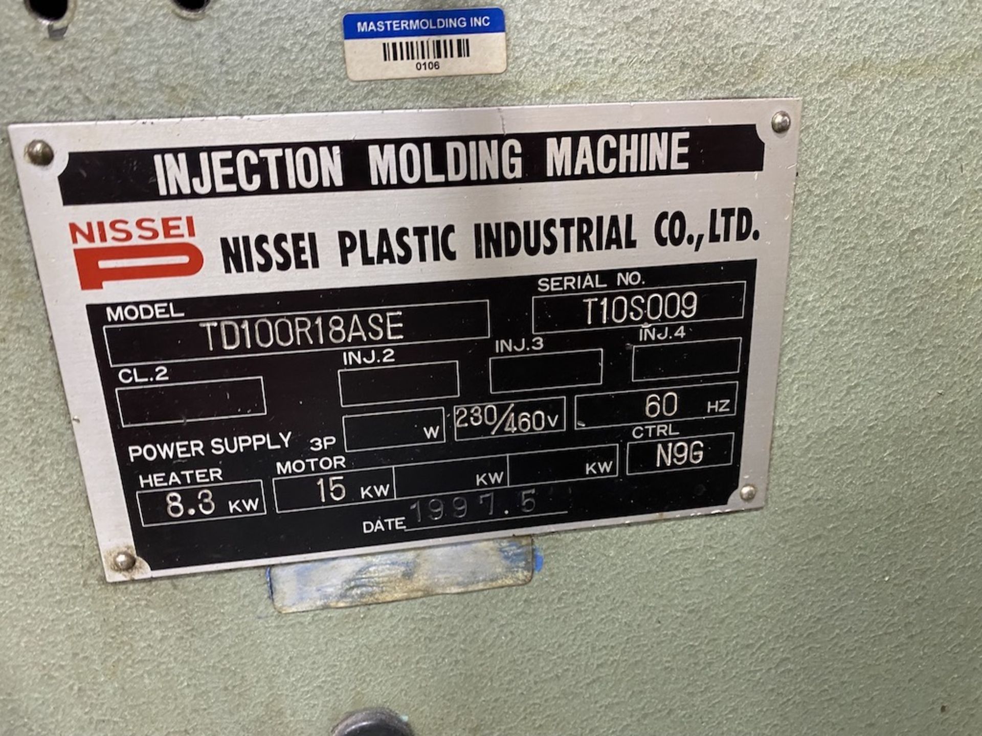 Nissei TD100R18ASE 100 Ton Vertical Injection Molding Press - Image 5 of 5