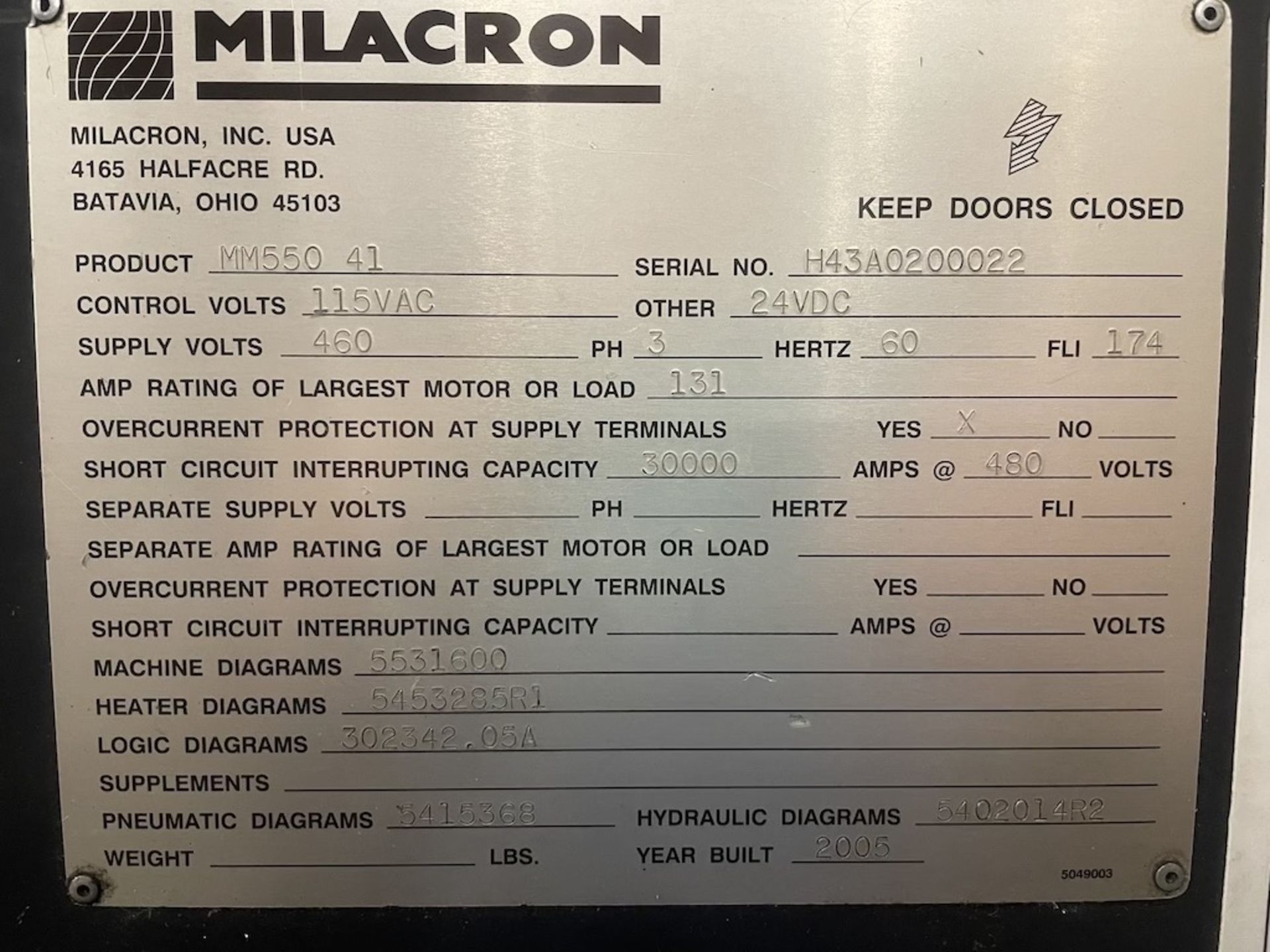 Milacron MM550 550 Ton Injection Molding Machine, w/Star Robot - Image 7 of 7