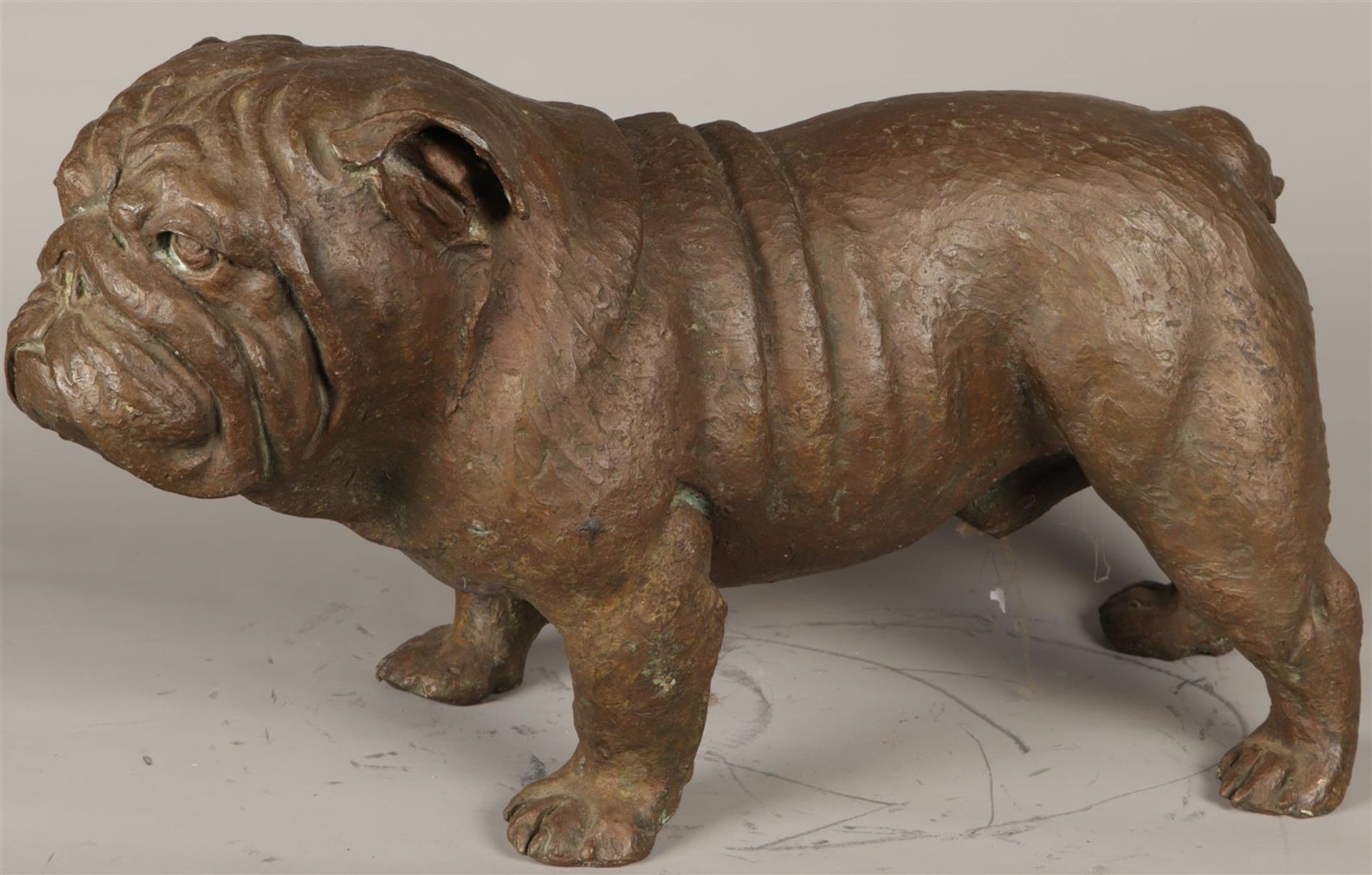 A dark patinated bronze bulldog. 2nd half of the 20th centu