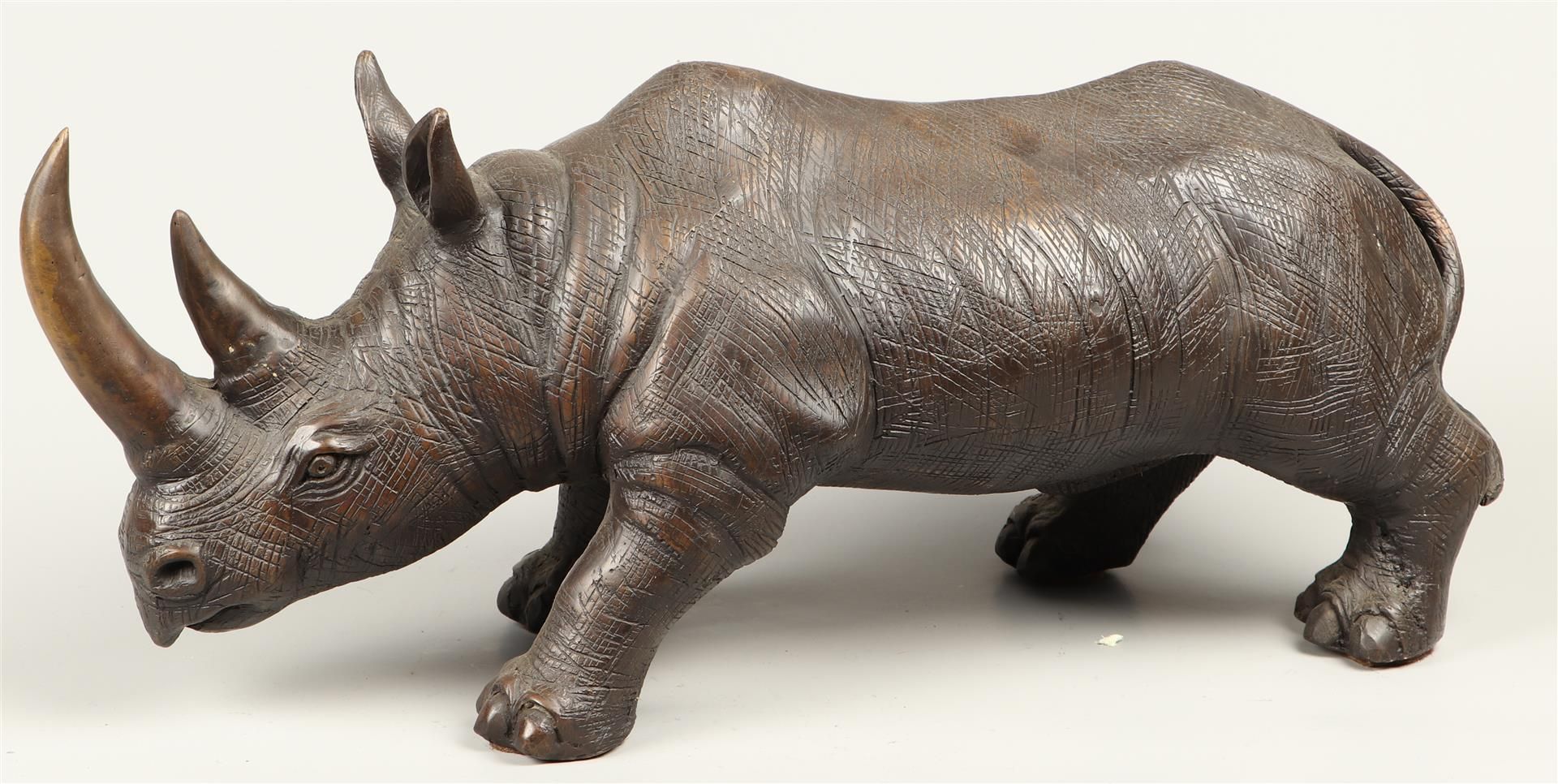 A bronze statue of a Rhinoceros, rhinoceros. 2nd half of th