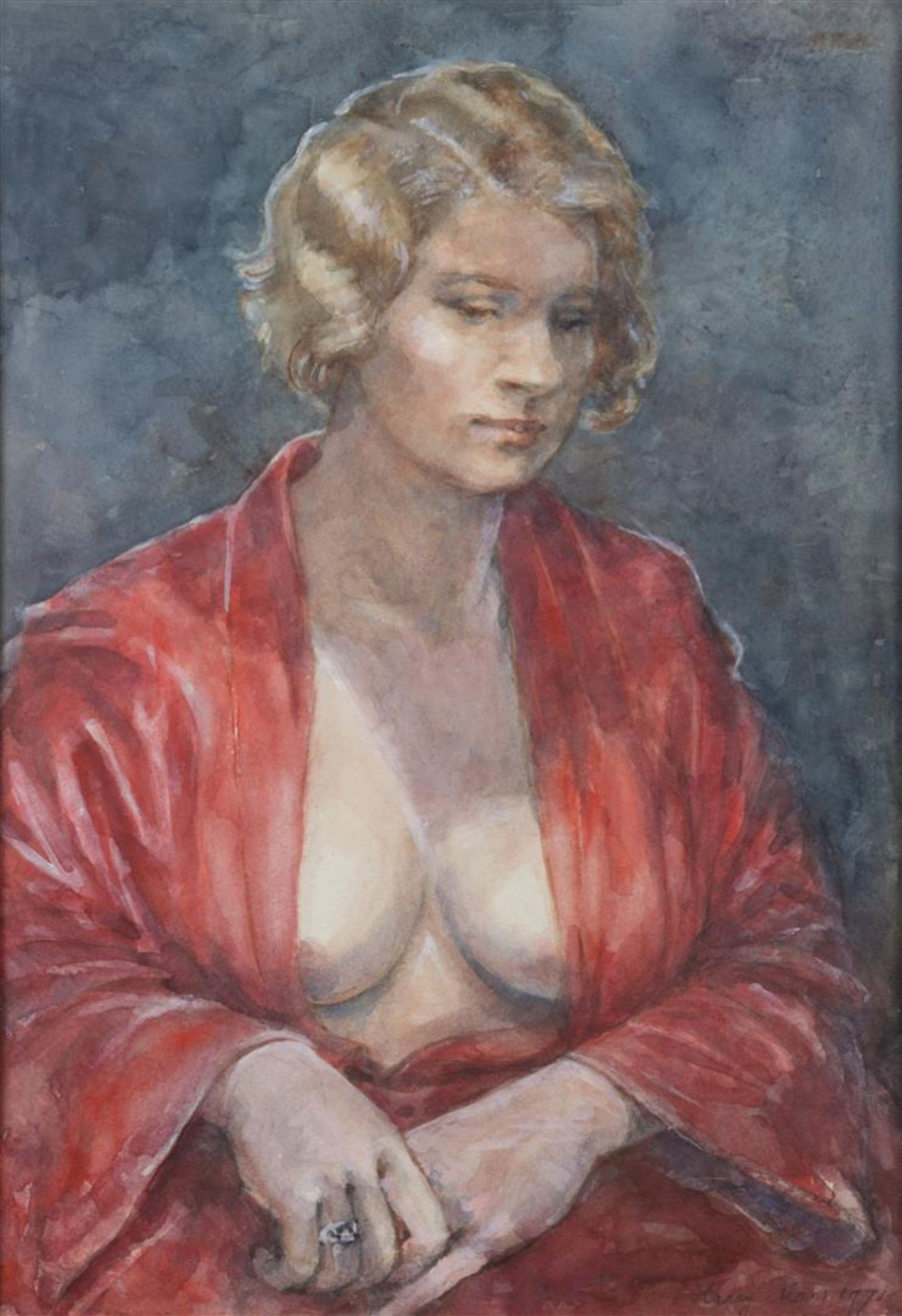 Harry Maas (1906-1996)
Seated demi nudeÊmodel in red dressi