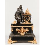 A very large "Charles X" mantel clock, the marble clock cas