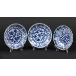 A set of porcelain plates with chrysanthemum decor and leaf