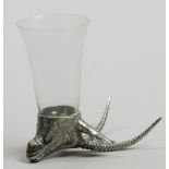 A hunting cup (rhyton) with a glass chalice and on a silver