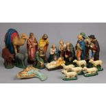 A complete nativity scene in plaster.