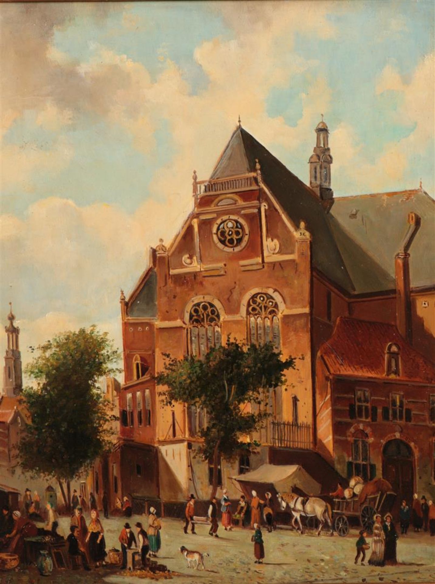 20e eeuw. Hollandse School Activities on a city square,Êsi