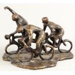 A dark patinated bronze sculpture of the Ronde van Nederlan